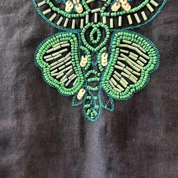 Lilly Pulitzer Amelia Island Linen Tunic with beading navy EUC Size XS - Picture 5 of 6